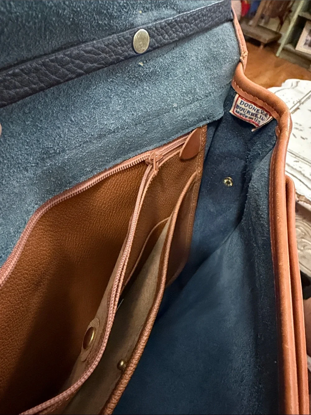Dooney & Bourke Black and Tan Leather Briefcase Messenger
